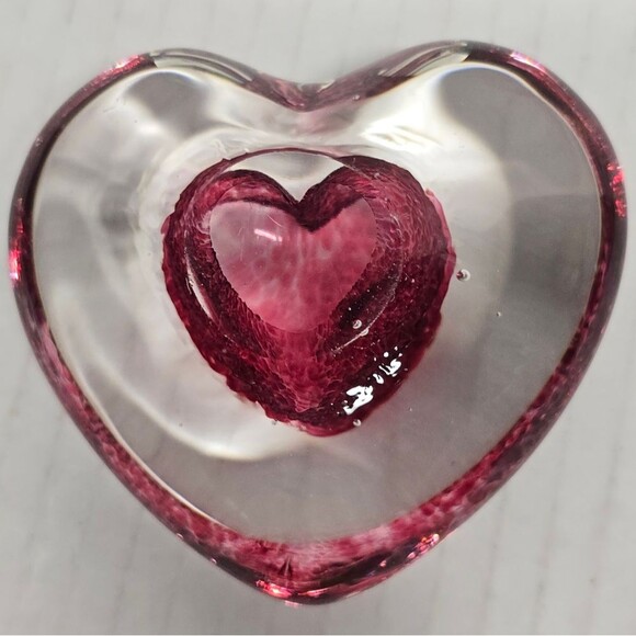 NOT FOR SALE Vintage Murano Italy Blown Glass Heart Paperweight - Picture 7 of 8